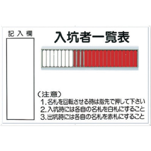 トラスコ中山 つくし 標識 「入坑者一覧表 25人用」（ご注文単位1台）【直送品】