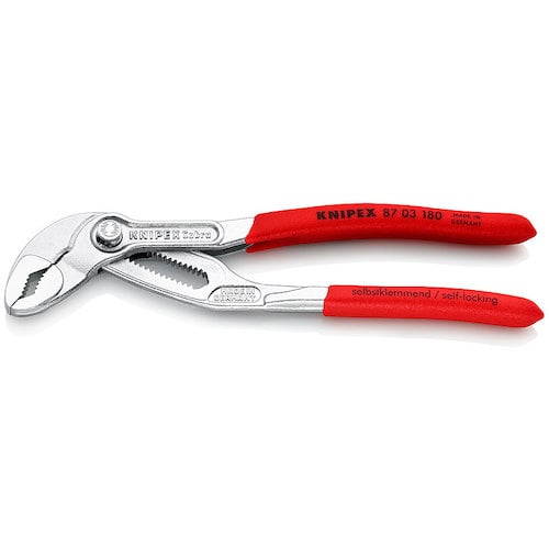 トラスコ中山 KNIPEX ウォーターポンププライヤー コブラ ソフトプラスチックハンドル 180mm　471-6001（ご注文単位1個）【直送品】