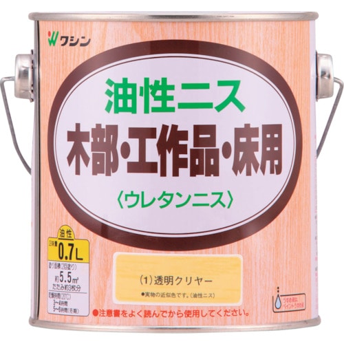 トラスコ中山 和信ペイント 油性ニス 透明クリヤー  0.7L（ご注文単位1缶）【直送品】