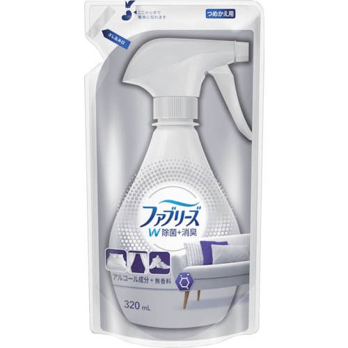 トラスコ中山 P＆G ファブリーズ W除菌＋消臭 アルコール成分＋無香料 つめかえ 320ml（ご注文単位1本）【直送品】