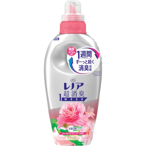 トラスコ中山 P＆G レノア 超消臭1WEEK 柔軟剤 フローラルフルーティーソープの香り 本体 530ml（ご注文単位1本）【直送品】