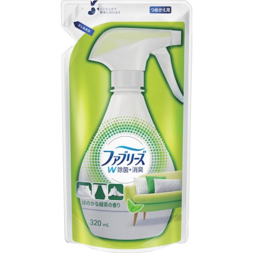 トラスコ中山 P＆G ファブリーズ W除菌＋消臭 ほのかな緑茶の香り つめかえ 320ml（ご注文単位1本）【直送品】