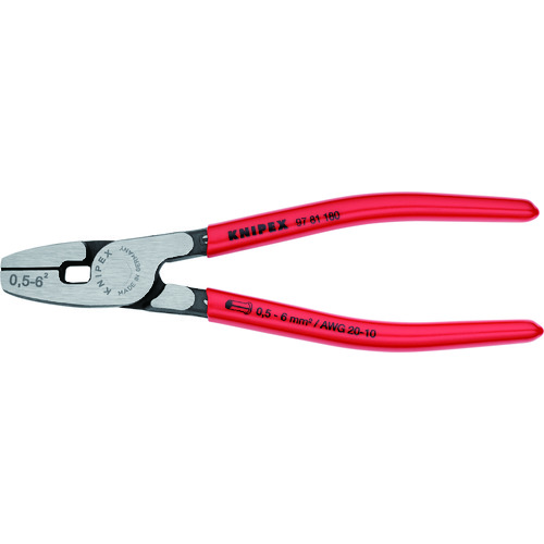 トラスコ中山 KNIPEX 9781-180 エンドスリーブ用圧着ペンチ 全長180mm（ご注文単位1個）【直送品】