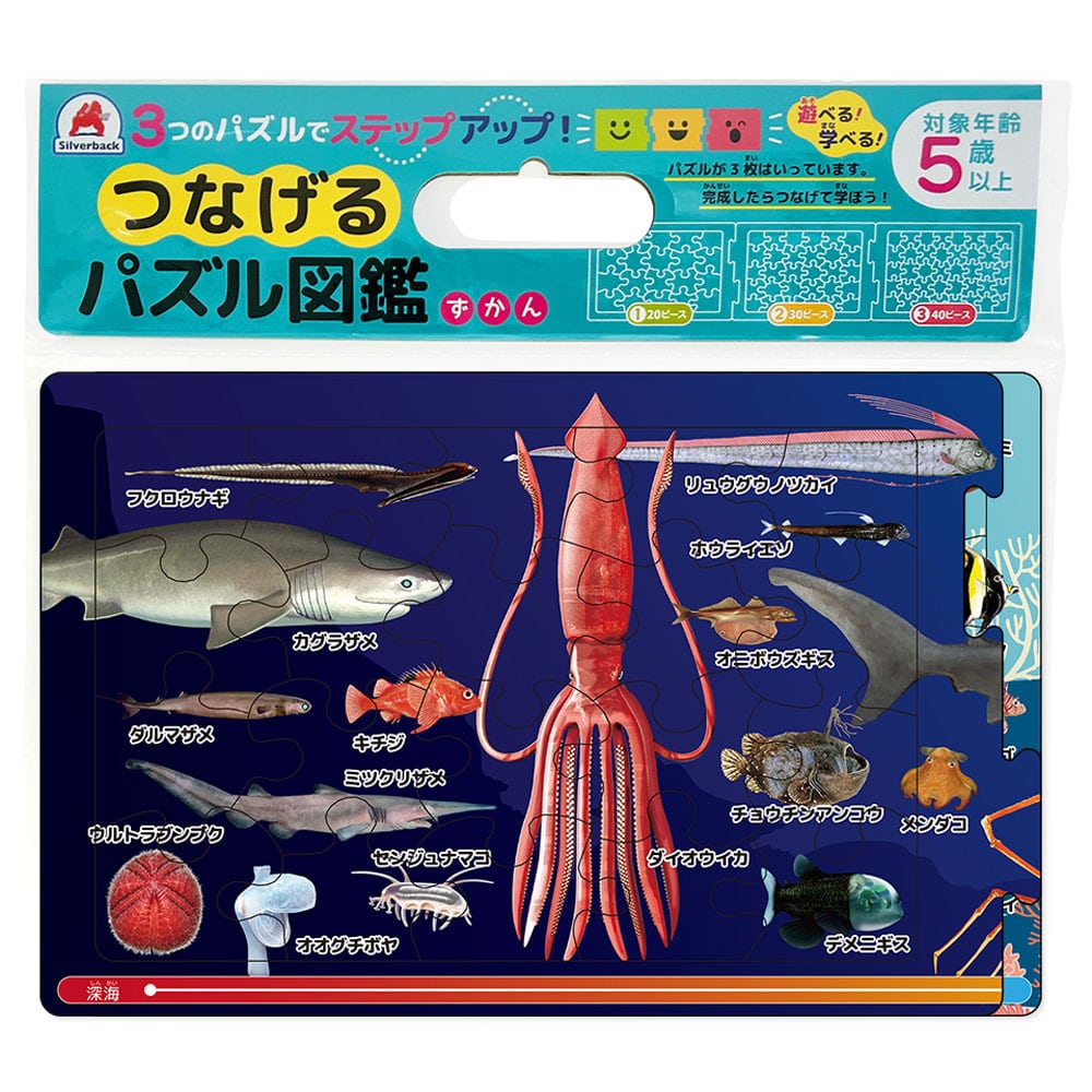 シルバーバック　つなげるパズル図鑑 海のいきもの 1セット（ご注文単位1セット）【直送品】