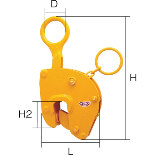 トラスコ中山 ネツレン V-25ELC型 1TON 竪吊クランプ（ご注文単位1台）【直送品】