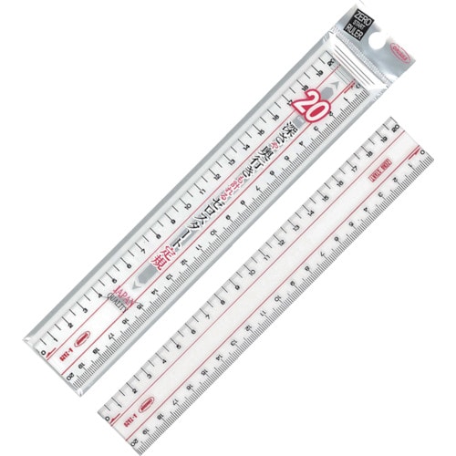 トラスコ中山 共栄プラスチック メタクリル両切直線定規 20cm（ご注文単位1本）【直送品】