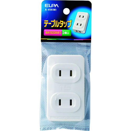 トラスコ中山 ELPA テーブルタップ 3個口 ホワイト 201-9807  (ご注文単位1個) 【直送品】