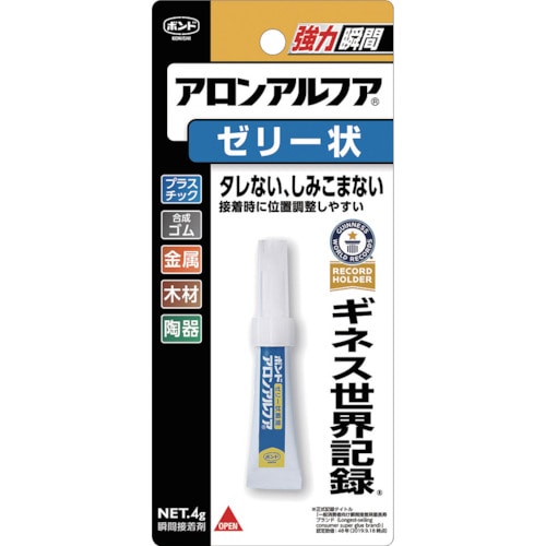 トラスコ中山 コニシ ボンドアロンアルファ ゼリー状 4g(ブリスターパック) #30523（ご注文単位1本）【直送品】