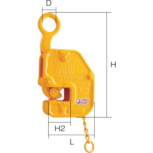 トラスコ中山 ネツレン HV-G型 1/2TON 竪吊・横吊兼用クランプ（ご注文単位1台）【直送品】