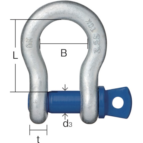 トラスコ中山 OH 鍛造シャックル弓型 使用荷重3.25t（ご注文単位1個）【直送品】