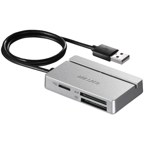 トラスコ中山 バッファロー USB2.0 マルチカードリーダー／ライター スタンダードモデル シルバー 459-4856  (ご注文単位1個) 【直送品】