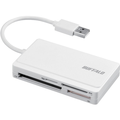 トラスコ中山 バッファロー USB2.0 マルチカードリーダー ケーブル収納モデル ホワイト 459-4836  (ご注文単位1個) 【直送品】