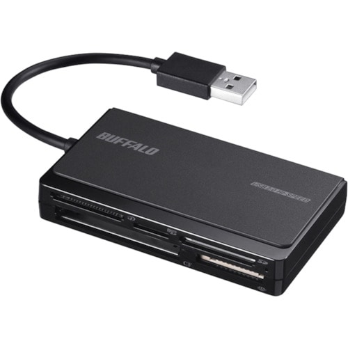 トラスコ中山 バッファロー USB2.0 マルチカードリーダー UHS－I対応 ケーブル収納モデル ブラック 459-4845  (ご注文単位1個) 【直送品】