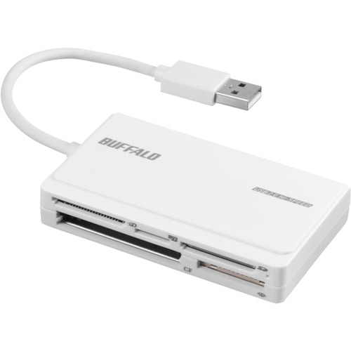 トラスコ中山 バッファロー USB2.0 マルチカードリーダー UHS－I対応 ケーブル収納モデル ホワイト 459-4846  (ご注文単位1個) 【直送品】