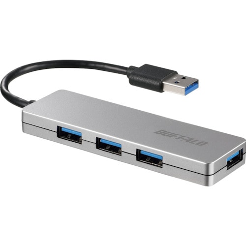 トラスコ中山 バッファロー USB3.0 4ポート バスパワーハブ シルバー 417-2198  (ご注文単位1個) 【直送品】