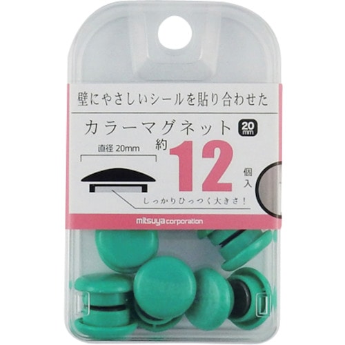 トラスコ中山 ミツヤ カラーマグネット20mm 緑12個 356-3178  (ご注文単位1箱) 【直送品】