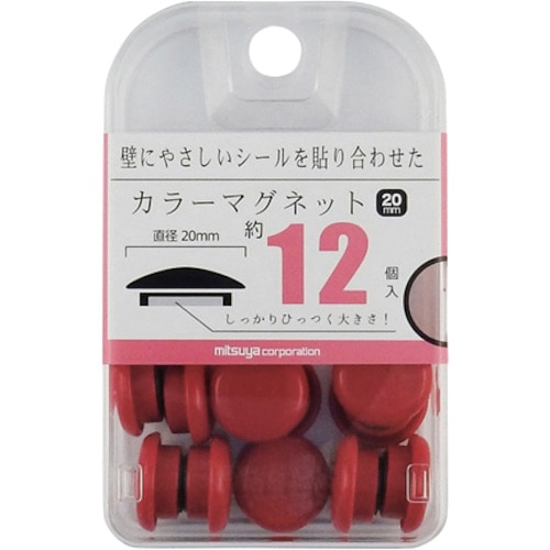 トラスコ中山 ミツヤ カラーマグネット20mm 赤12個 356-1482  (ご注文単位1箱) 【直送品】