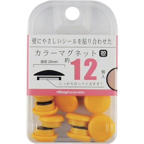 トラスコ中山 ミツヤ カラーマグネット20mm 黄12個 356-6298  (ご注文単位1箱) 【直送品】