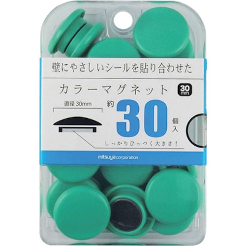 トラスコ中山 ミツヤ カラーマグネット30mm 緑30個 356-3163  (ご注文単位1箱) 【直送品】