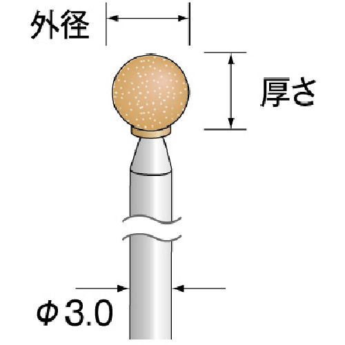 トラスコ中山 ミニモ 軸付砥石 ロングシャフトオレンジ砥石 砥粒WA 軸径3mm 粒度#100 外径Φ4（ご注文単位1パック）【直送品】