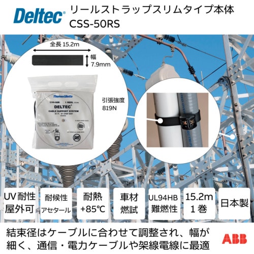 トラスコ中山 デルテック リールストラップ スリムタイプ 幅7.9mm×リール全長15.2m 627-7055  (ご注文単位1巻) 【直送品】