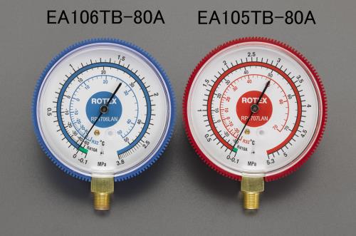 エスコ EA105TB-80A[R32・R410A]φ80mm圧力計 1個（ご注文単位1個）【直送品】