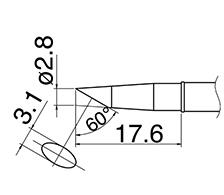 エスコ EA304AL-10 φ2.8mm交換用こて先(EA304AL用) 1個（ご注文単位1個）【直送品】