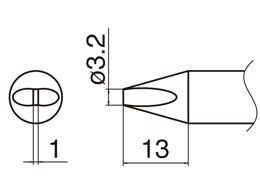 エスコ EA304AM-5 φ3.2mm交換用こて先(EA304AM用) 1個（ご注文単位1個）【直送品】