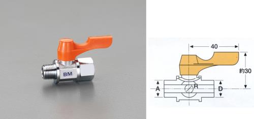 エスコ EA425BM-122 R1/4”xRc1/4”ミニボールバルブ(RoHS対応品) 1個（ご注文単位1個）【直送品】