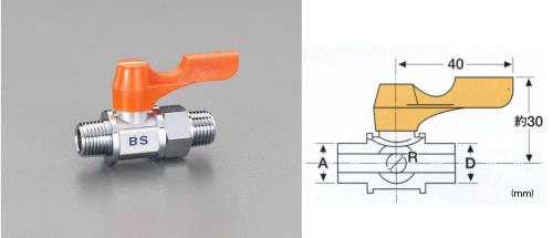 エスコ EA425BS-111 R1/8”xR1/8”ミニボールバルブ(RoHS対応品) 1個（ご注文単位1個）【直送品】