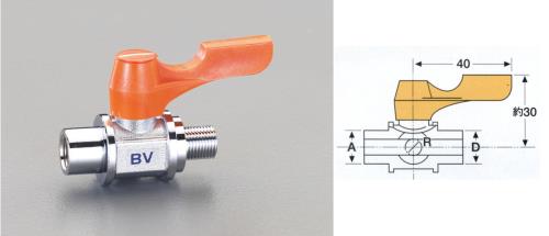 エスコ EA425BV-33 Rc3/8”xG3/8”ミニボールバルブ 1個（ご注文単位1個）【直送品】