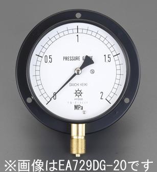 エスコ EA729DH-100 G3/8”/100mm/0-10MPaつば付圧力計 1個（ご注文単位1個）【直送品】