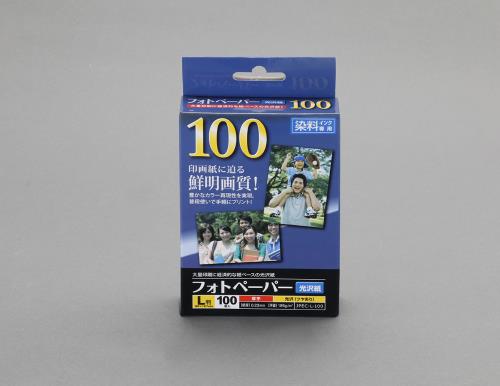 エスコ EA759XC-21 L判フォトペーパー光沢紙(100枚) 1個（ご注文単位1個）【直送品】