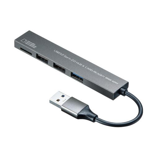 エスコ EA764AD-102A[3ポート]USB2.0ハブ(マイクロSDリーダー付) 1個（ご注文単位1個）【直送品】