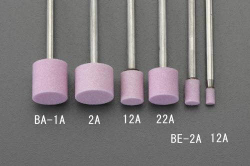 エスコ EA819BA-1A 12x12mm/3mm軸軸付砥石(赤) 1個（ご注文単位1個）【直送品】