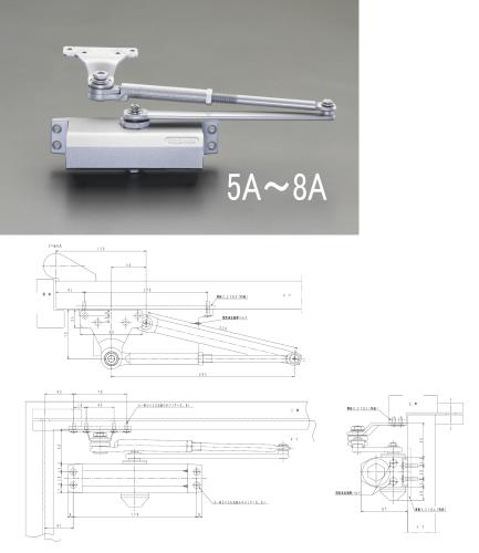 エスコ EA951LD-5A 30kg以下ドアクローザー(パラレル型/シルバー) 1個（ご注文単位1個）【直送品】