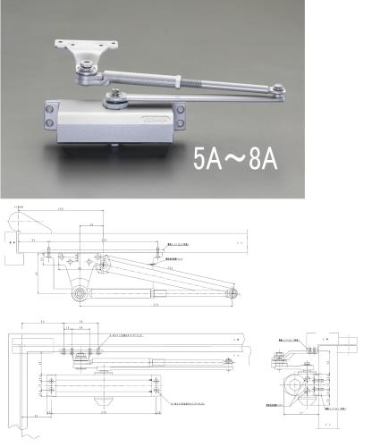 エスコ EA951LD-8A 85kg以下ドアクローザー(パラレル型/シルバー) 1個（ご注文単位1個）【直送品】