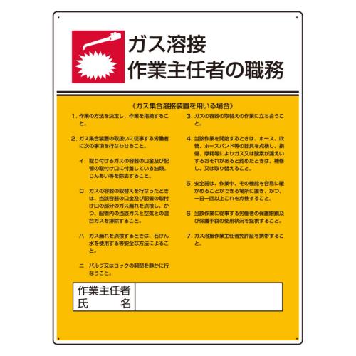 エスコ EA983BX-10 600x450mm職務表示板(ガス溶接作業~) 1個（ご注文単位1個）【直送品】