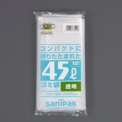 エスコ EA995AD-297 650x800mm/45Lごみ袋(透明/10枚) 1個（ご注文単位1個）【直送品】