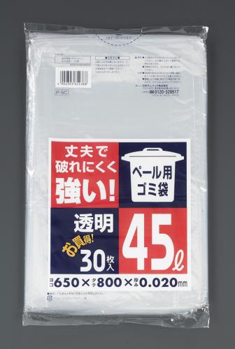 エスコ EA995AD-315 650x800mm/45Lポリ袋(透明/30枚) 1個（ご注文単位1個）【直送品】