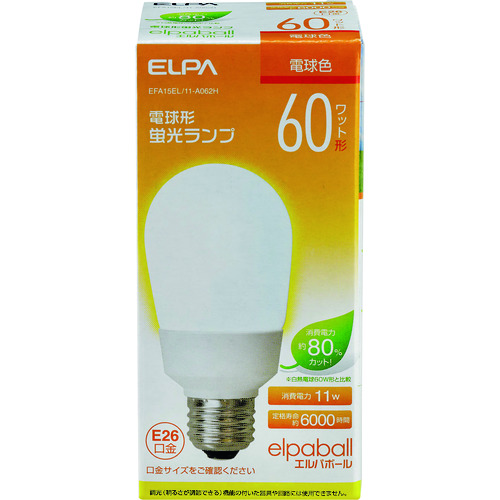 トラスコ中山 ELPA 電球形蛍光灯A形 60W形（ご注文単位1個）【直送品】