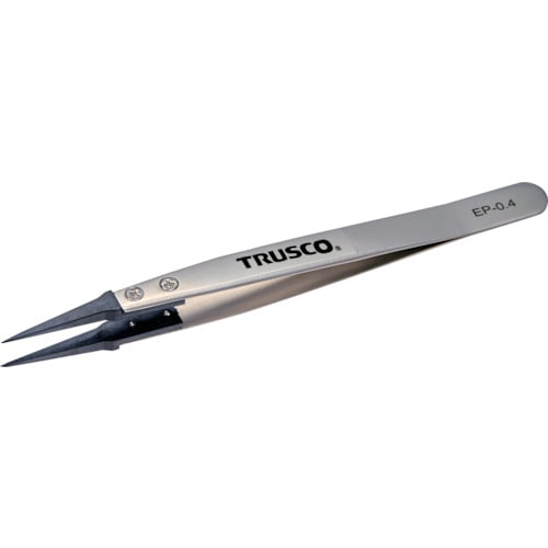 トラスコ中山 TRUSCO ESDチップピンセット 先細型 先端幅0.4mm（ご注文単位1本）【直送品】