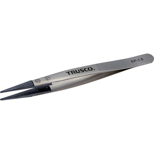 トラスコ中山 TRUSCO ESDチップピンセット 先平型 先端幅1.5mm（ご注文単位1本）【直送品】