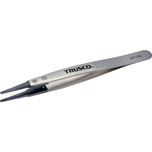 トラスコ中山 TRUSCO ESDチップピンセット 先丸型 先端幅2mm（ご注文単位1本）【直送品】