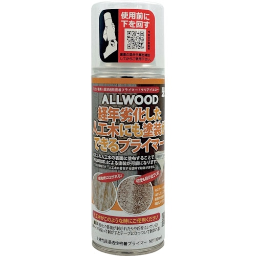 トラスコ中山 BANーZI ALLWOOD経年劣化した人工木専用プライマー 300ml クリア（ご注文単位1本）【直送品】