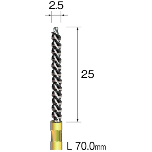 トラスコ中山 ミニモ スパイラルホールブラシ ナイロン Φ2.5（ご注文単位1本）【直送品】