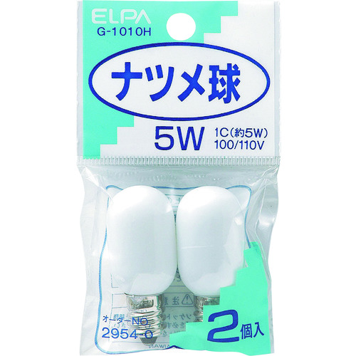 トラスコ中山 ELPA ナツメ球 E12 消費電力5W ホワイト 2個入 168-3886  (ご注文単位1個) 【直送品】