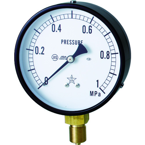 トラスコ中山 右下 一般圧力計(A枠立型・φ100) 圧力レンジ0～0.10MPa（ご注文単位1個）【直送品】