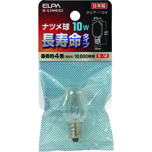 トラスコ中山 ELPA ナツメ球 E12 消費電力10W 長寿命 クリア 168-3818  (ご注文単位1個) 【直送品】