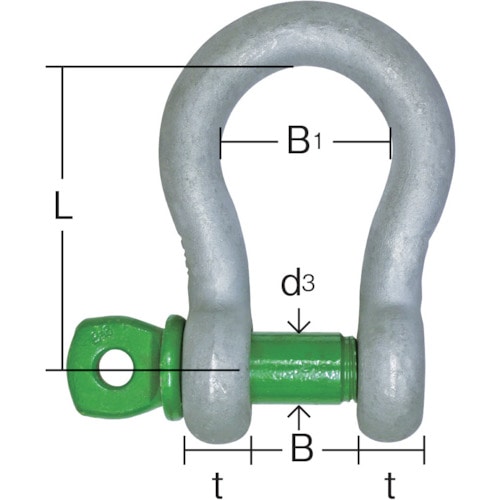 トラスコ中山 大洋 グリーンピンスタンダードシャックル バウ・捻込 0.33t(3259837)（ご注文単位1個）【直送品】